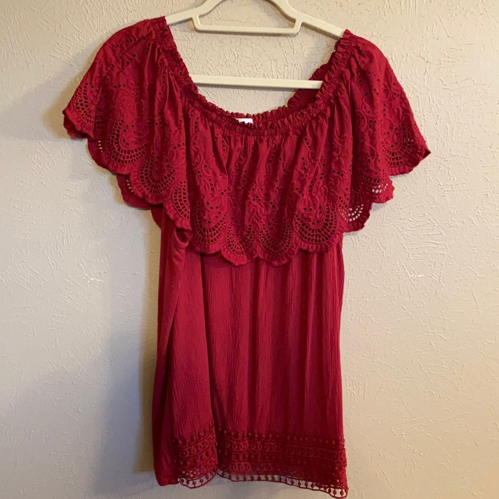 Knox Rose eyelet lace trim detail blouse Size L large